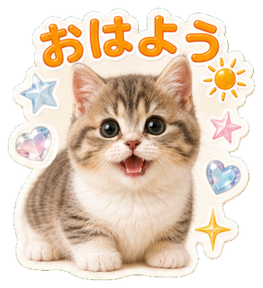 おはようの猫スタンプ