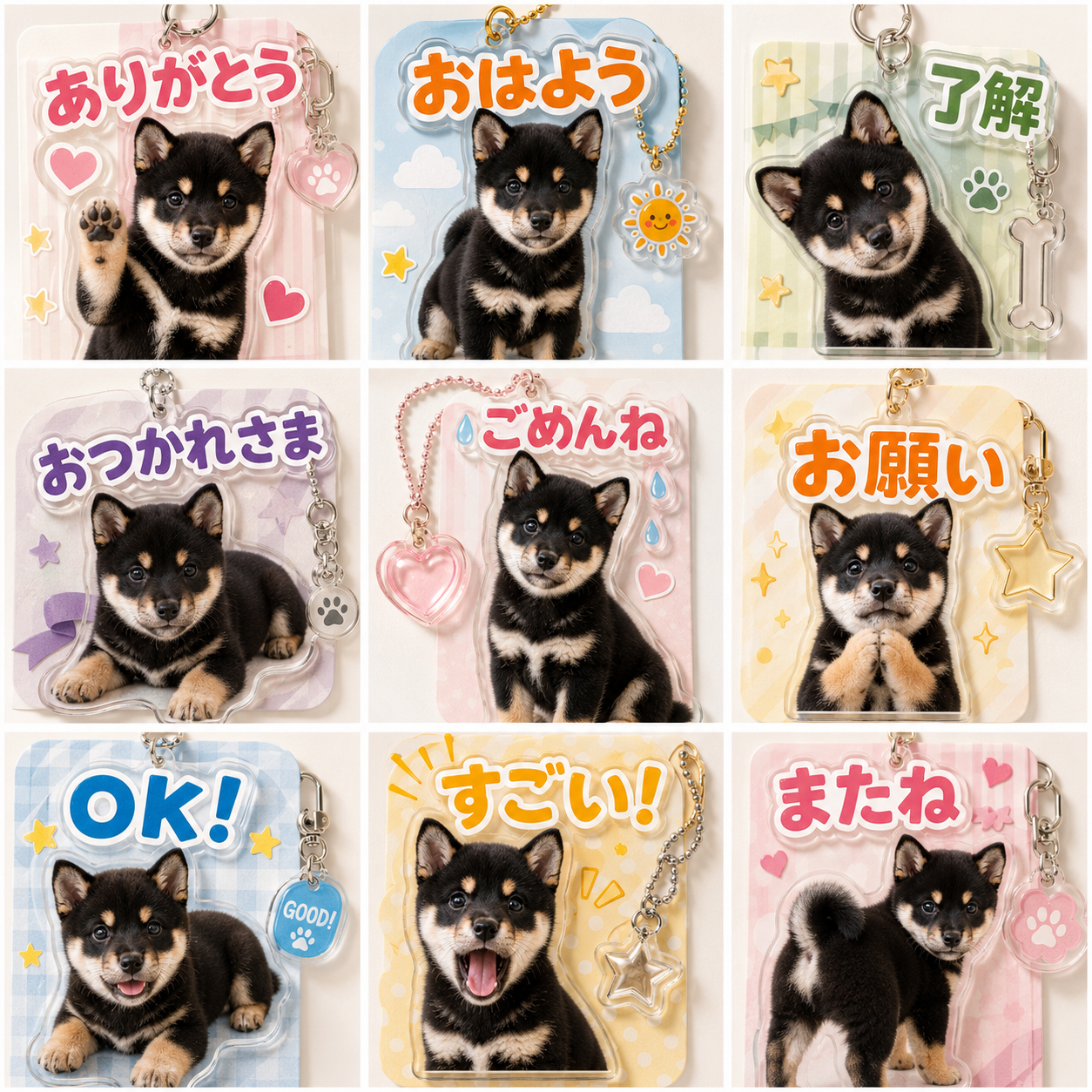 アクリルキーホルダー風のLINEスタンプ作風サンプル