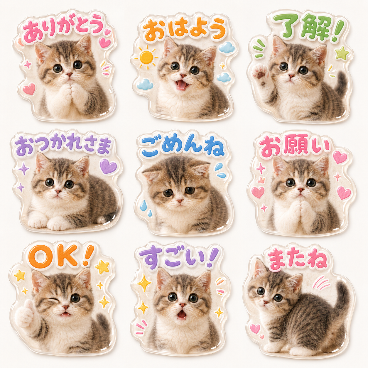 ボンボンドロップシール風のLINEスタンプ作風サンプル