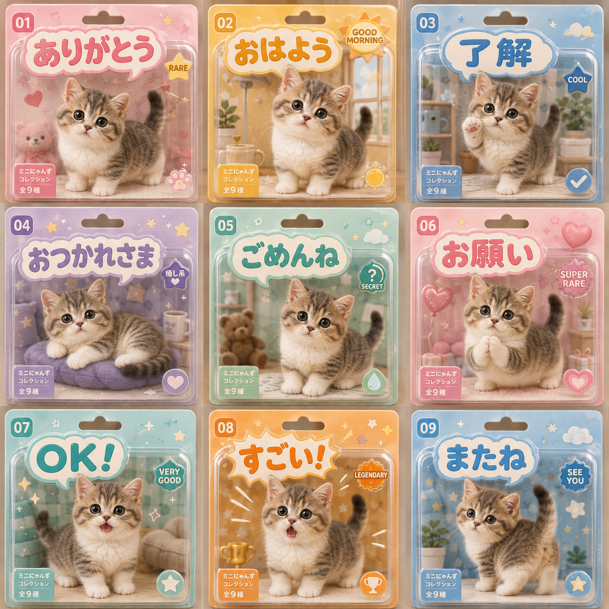 カプセルトイ風のLINEスタンプ作風サンプル