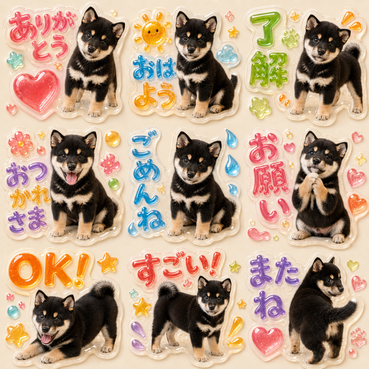 グミぷっくりシール風のLINEスタンプ作風サンプル