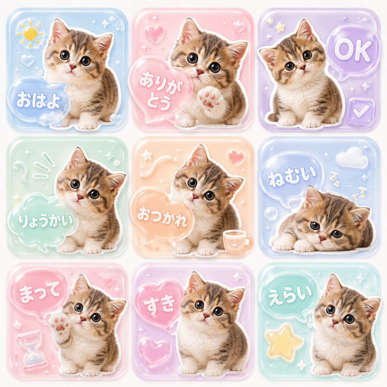 透明ジェリーUI風のLINEスタンプ作風サンプル