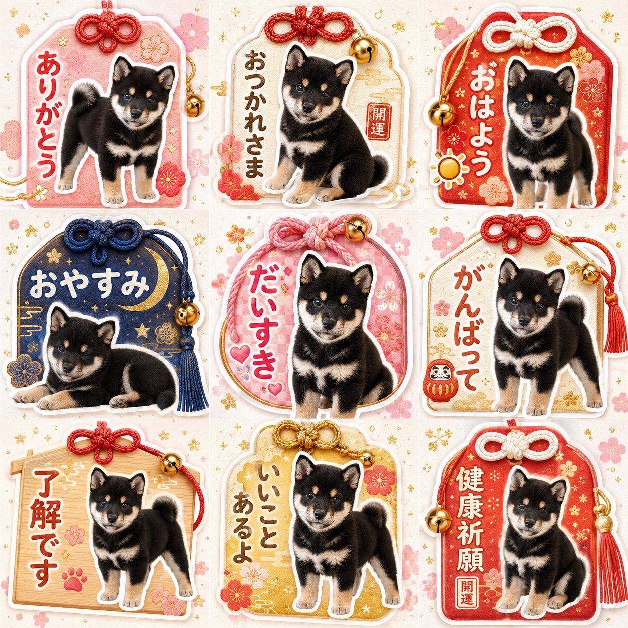 お守りチャーム風のLINEスタンプ作風サンプル