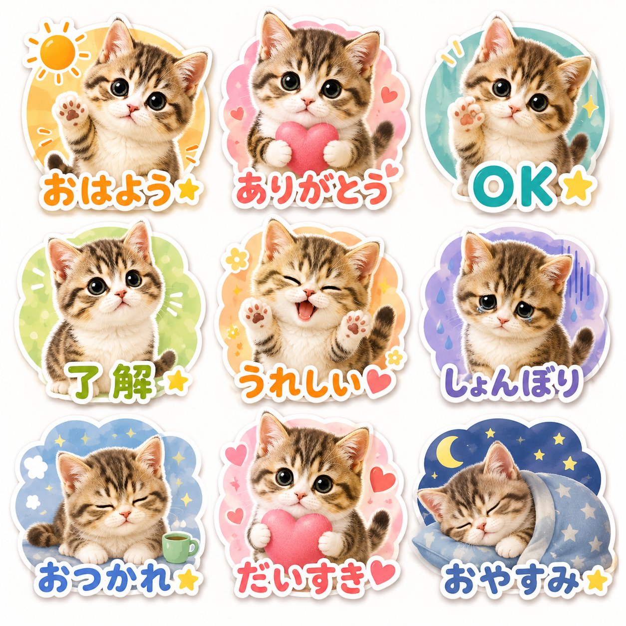 絵本・コミック風のLINEスタンプ作風サンプル